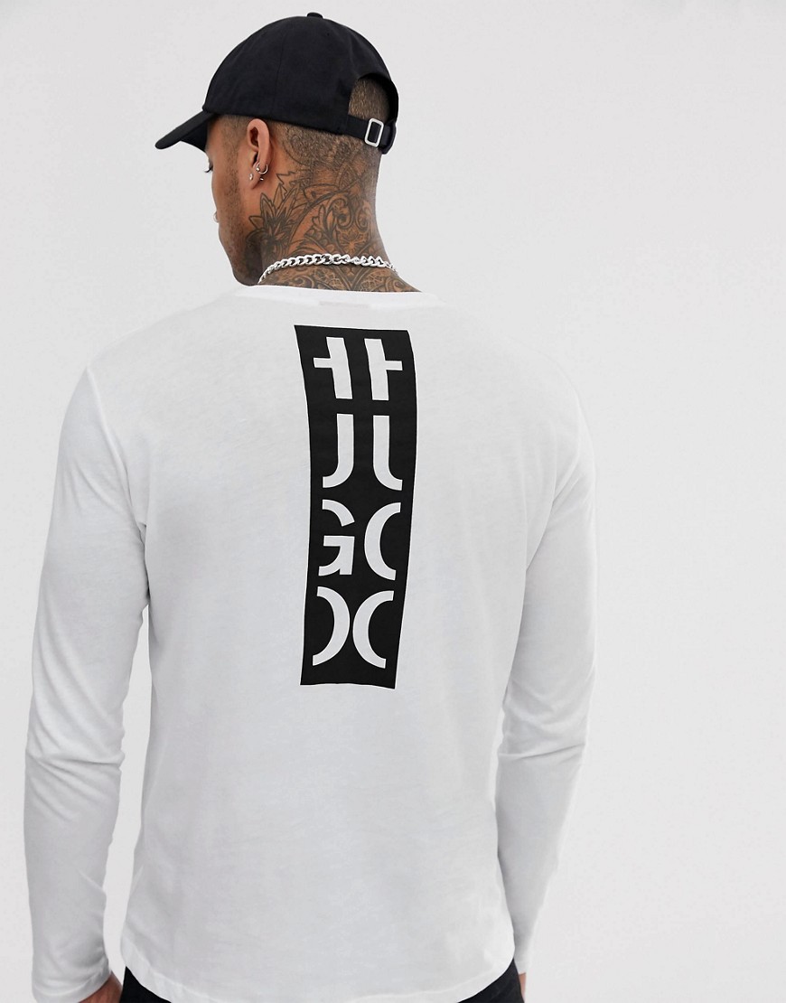 HUGO Dasile back logo long sleeve t-shirt in white