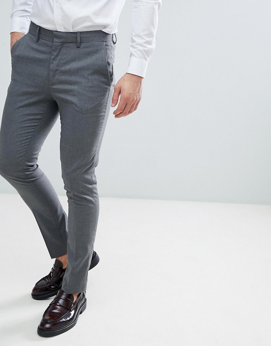 Серые строгие зауженные брюки New Look - Серый 