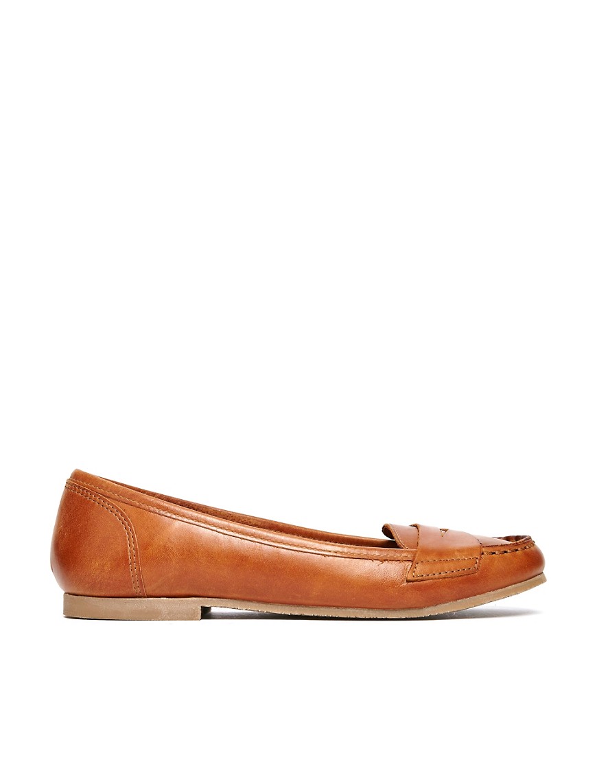 Shoe Biz | Shoe Biz Cognac Leather Flat Shoes at ASOS