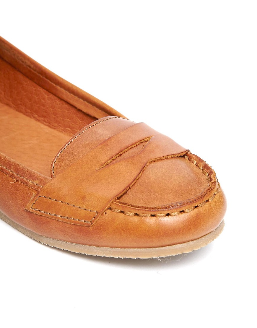 Shoe Biz | Shoe Biz Cognac Leather Flat Shoes at ASOS
