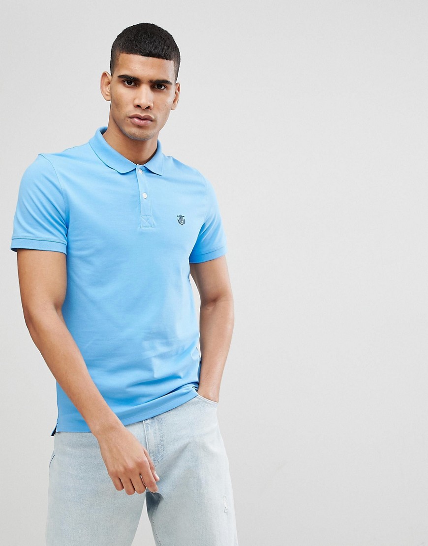 Selected Homme polo with badge - Azure blue