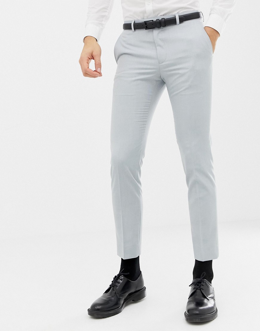 Moss London skinny wedding suit trousers in ice blue