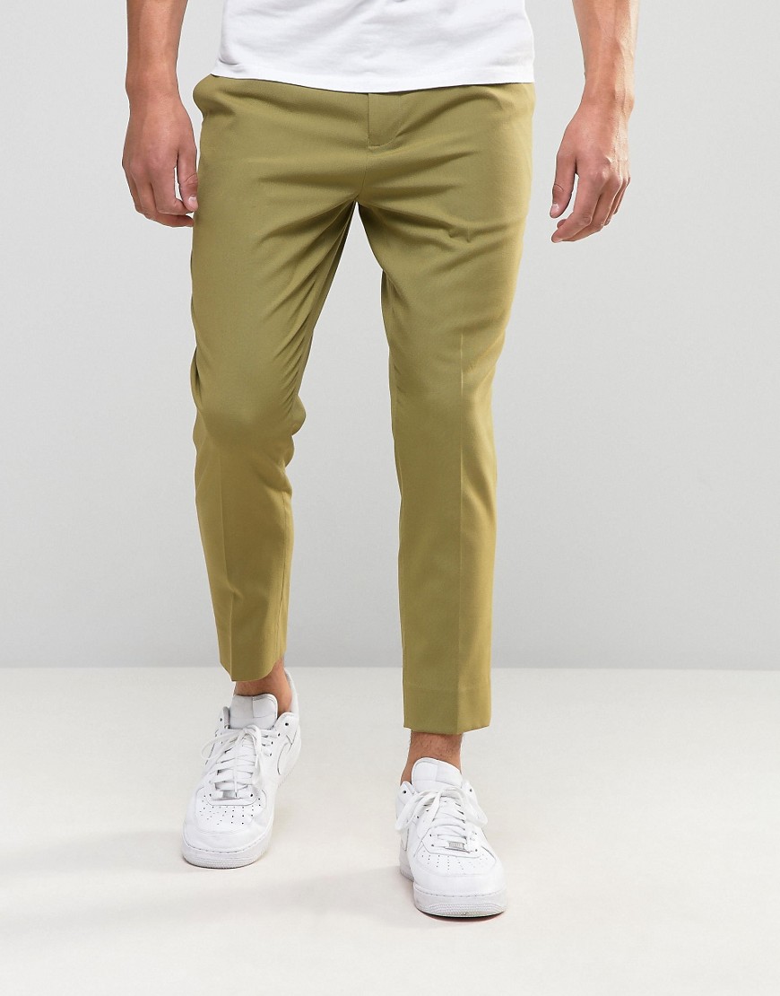 ASOS Tapered Smart Trousers in Green - Cedar