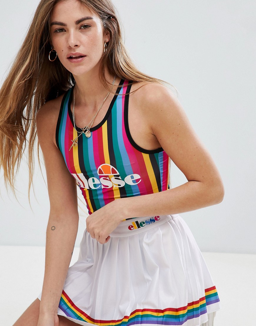 Ellesse Body With Logo Front In Rainbow Stripe - Rainbow stripe
