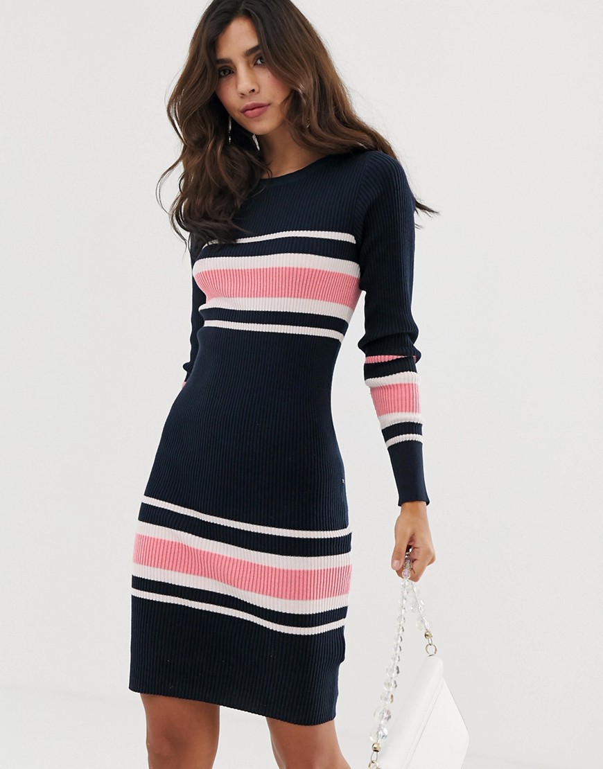 Vila colourblock stripe rib jumper dress