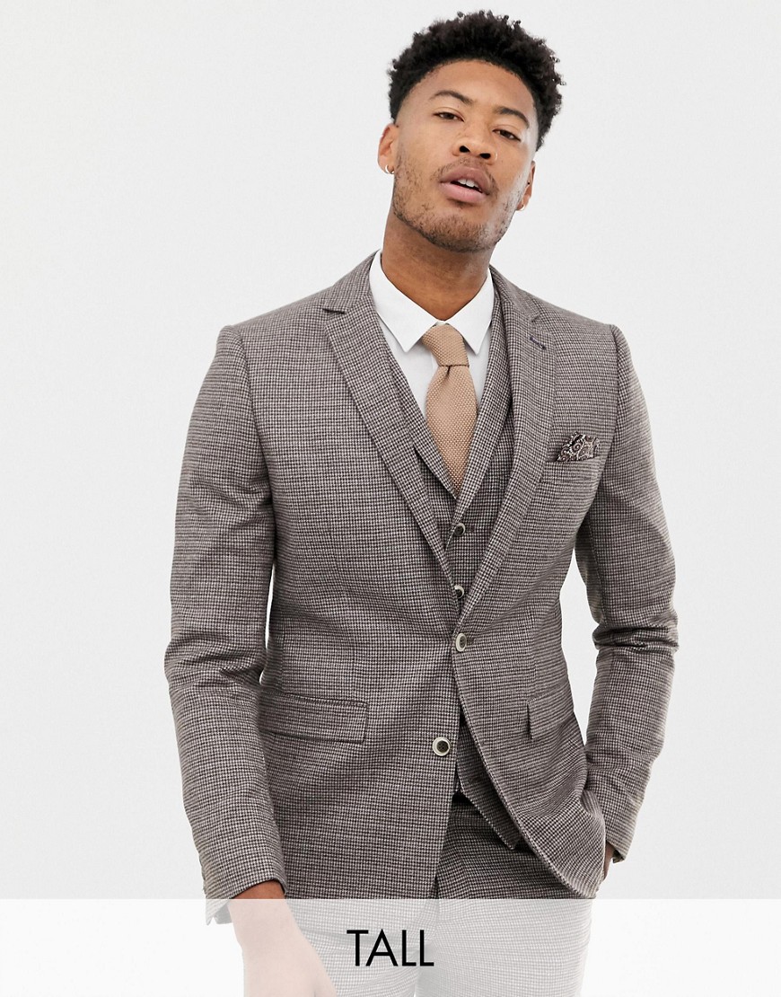 Harry Brown Tall brown micro-check slim fit Suit jacket
