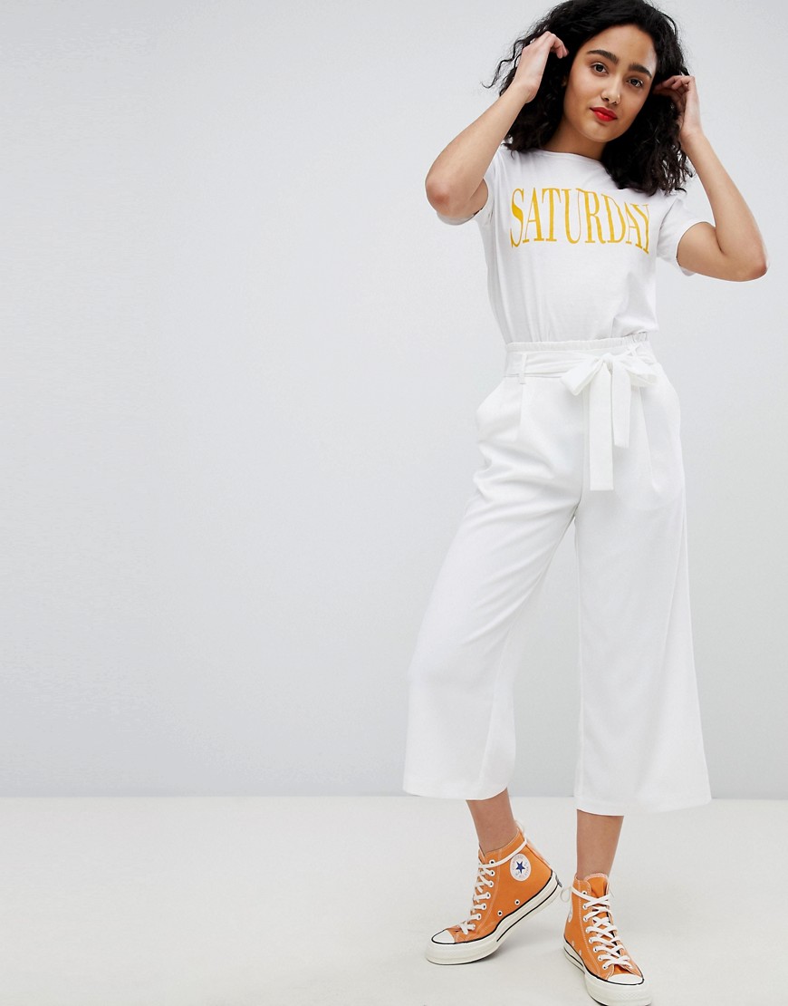 New Look Crop Culottes - White