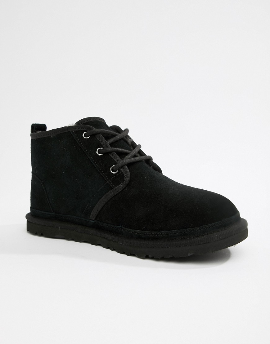 UGG Neumel short lace up boots in black suede - Black