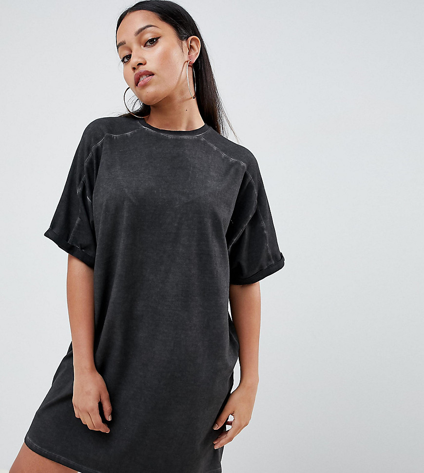 ASOS DESIGN Petite t-shirt dress with rolled sleeves and wash