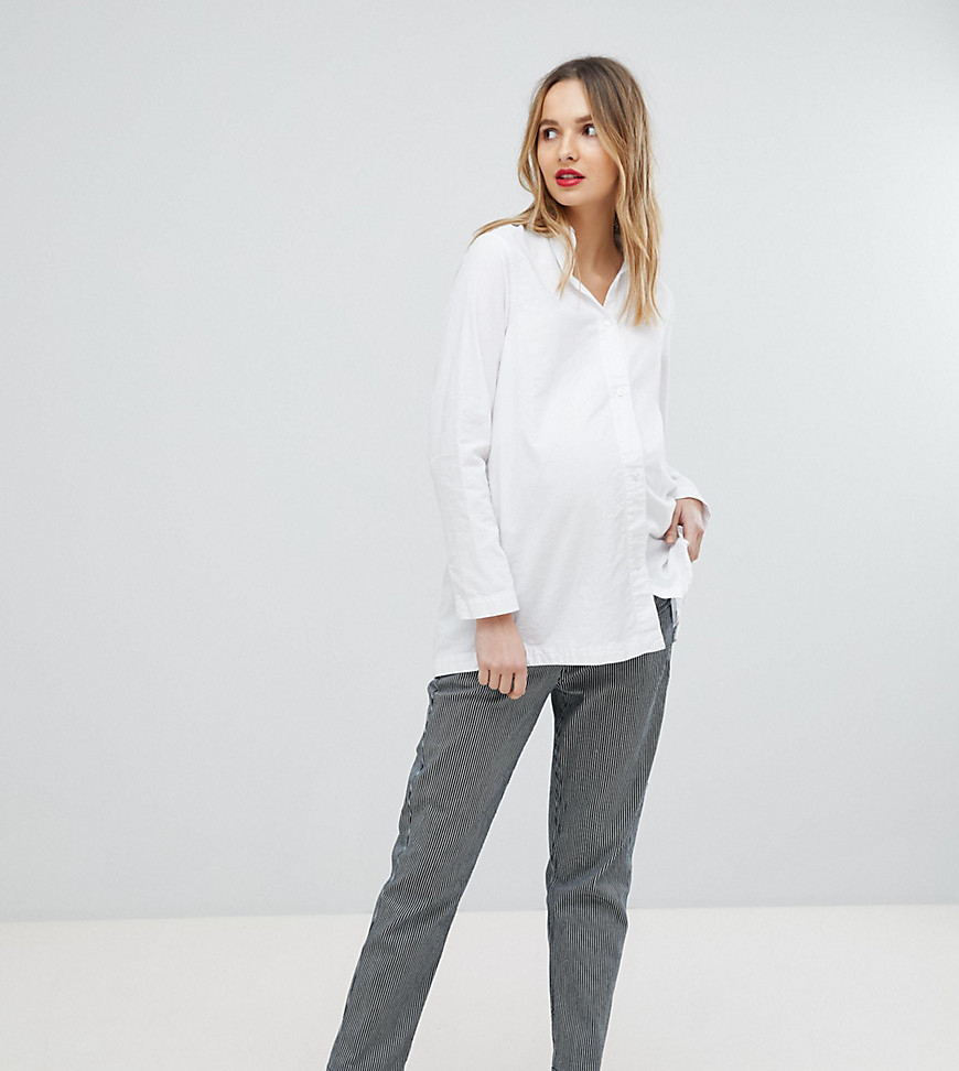 Isabella Oliver Stretch Straight Leg Trousers In Stripe