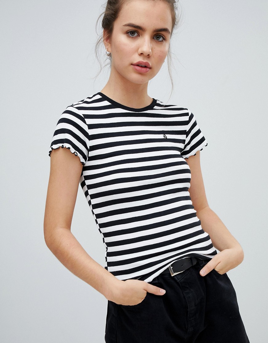 Volcom short sleeve t shirt in black stripe