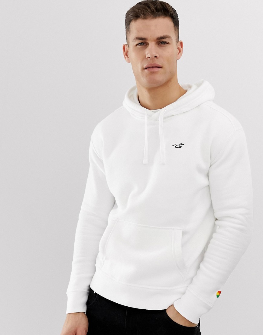 Hollister chest logo overhead hoodie in white