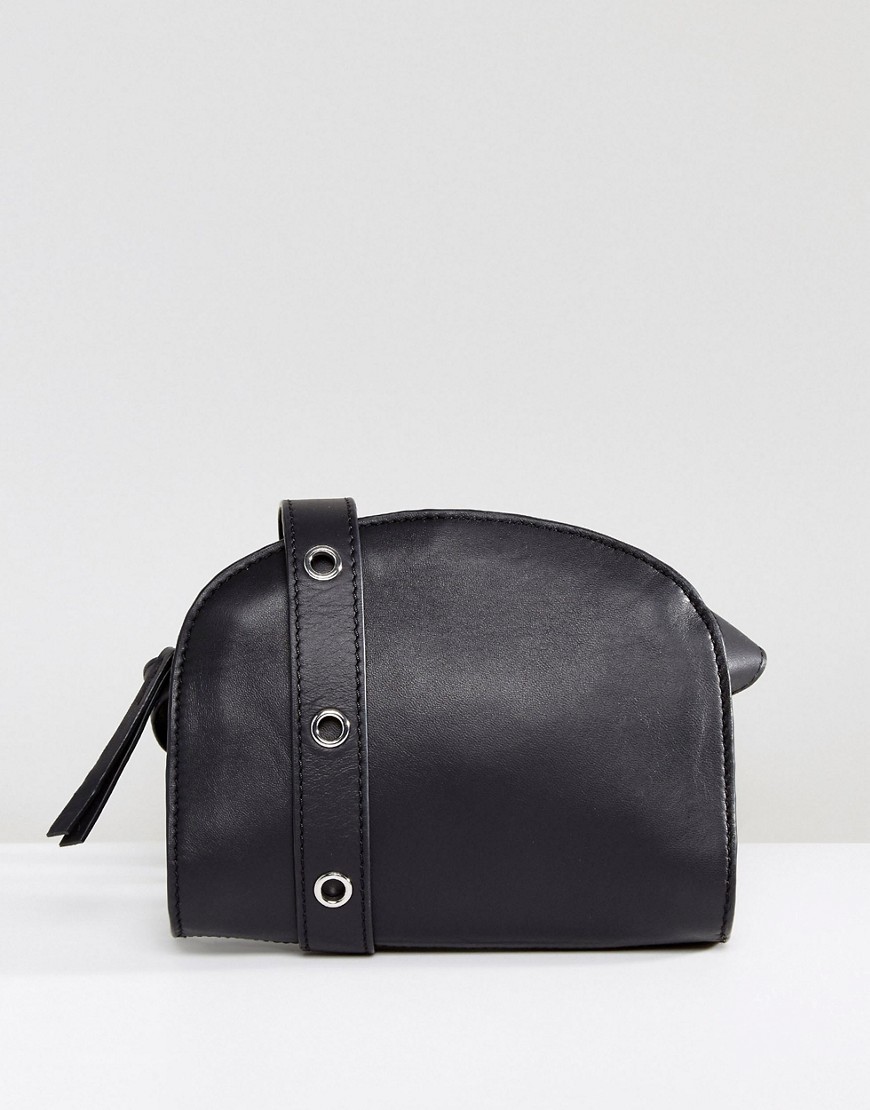 Pieces Leather Cross Body Bag - Black