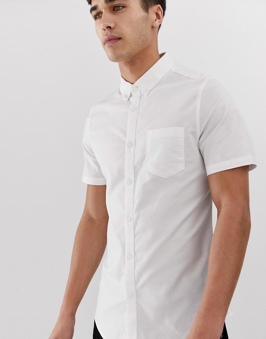 Burton Menswear skinny fit oxford shirt in white