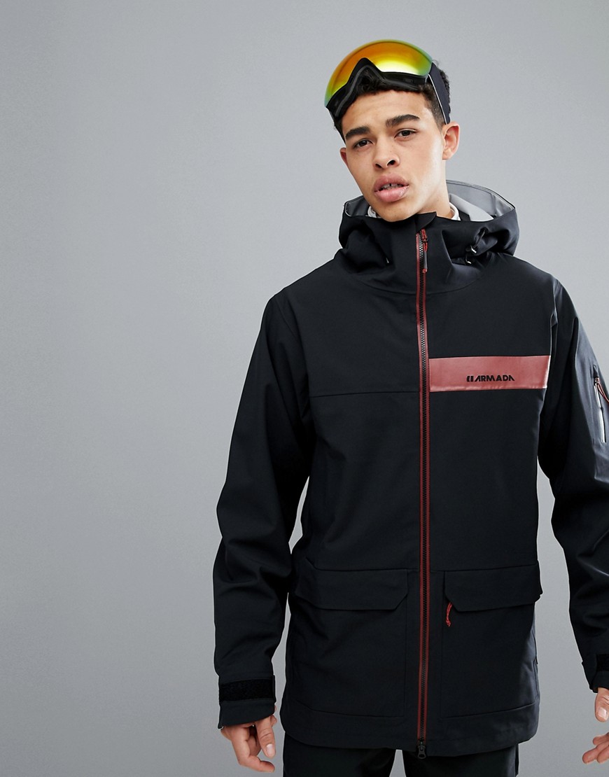 Armada Renard soft shell hooded ski jacket in black
