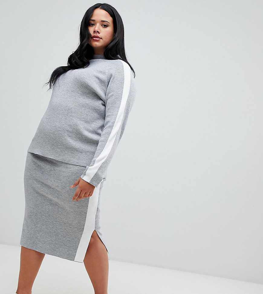 Micha Lounge Curve knitted pencil skirt with side stripe co-ord