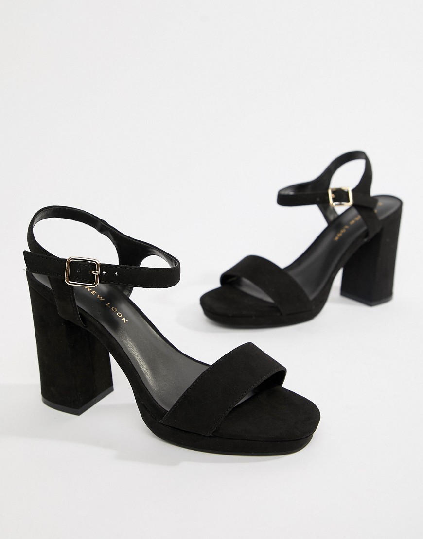 NEW LOOK CHUNKY HEEL BARELY THERE SANDAL - BLACK,5303894