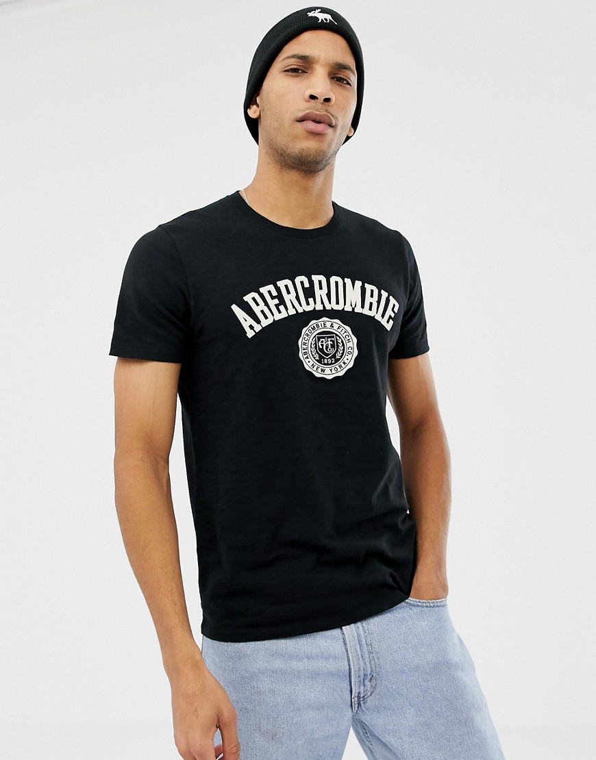 Abercrombie & Fitch chest applique logo t-shirt in black