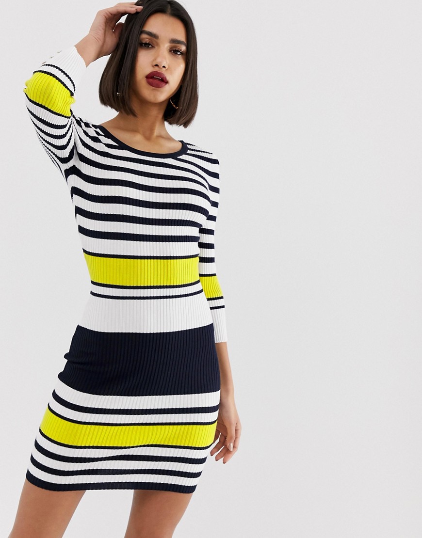 Morgan knitted pencil dress in bold stripe