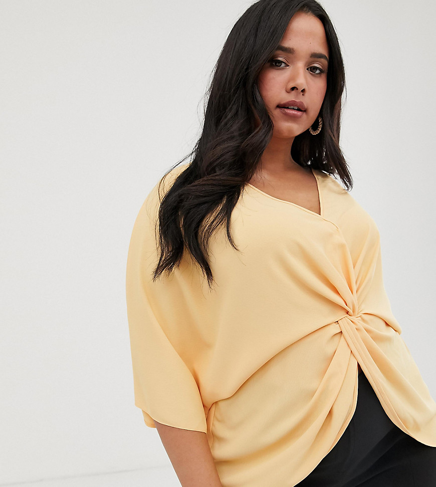 ASOS DESIGN Curve knot front top with kimono sleeve