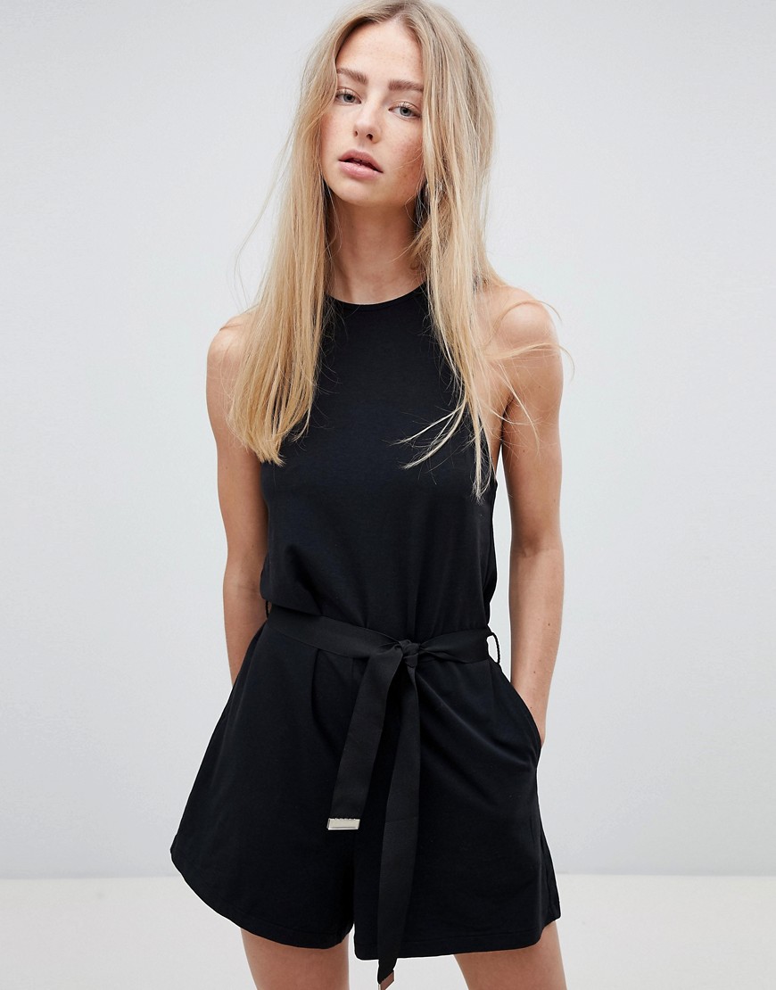 Dr Denim Playsuit with Exposed Zip