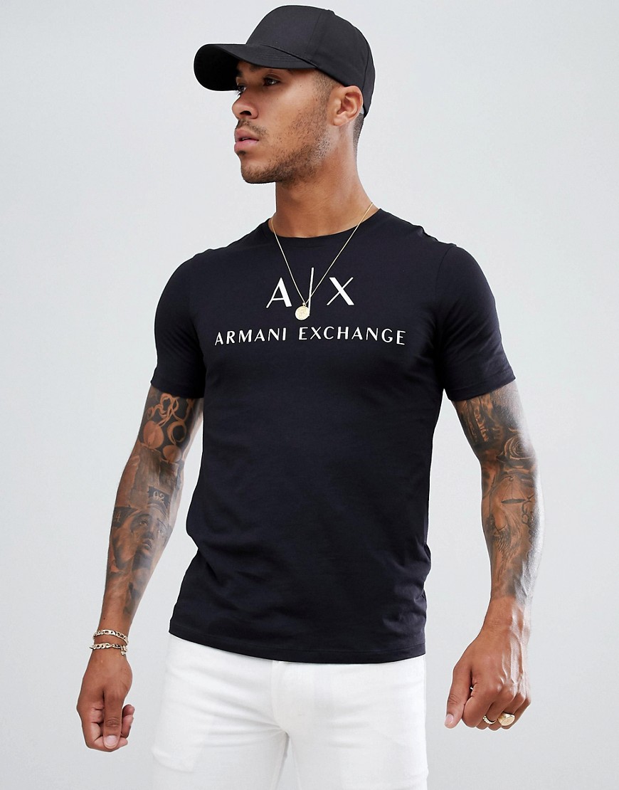 Armani Exchange basic logo t-shirt in black