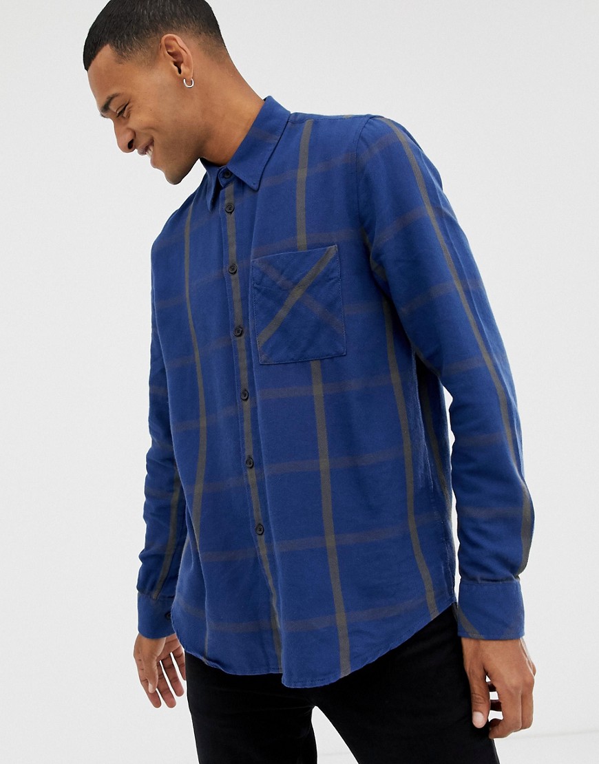 Nudie Jeans Co Sten window check shirt in blue