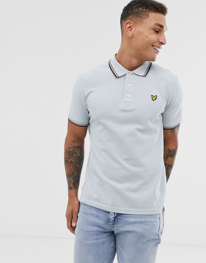 Lyle & Scott tipped pique polo in light grey