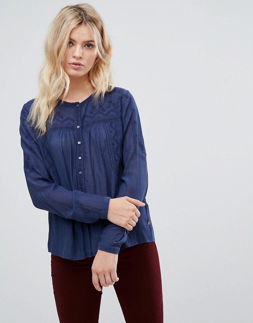 Pepe Jeans Bete Embroidered Yolk Blouse - Sailor