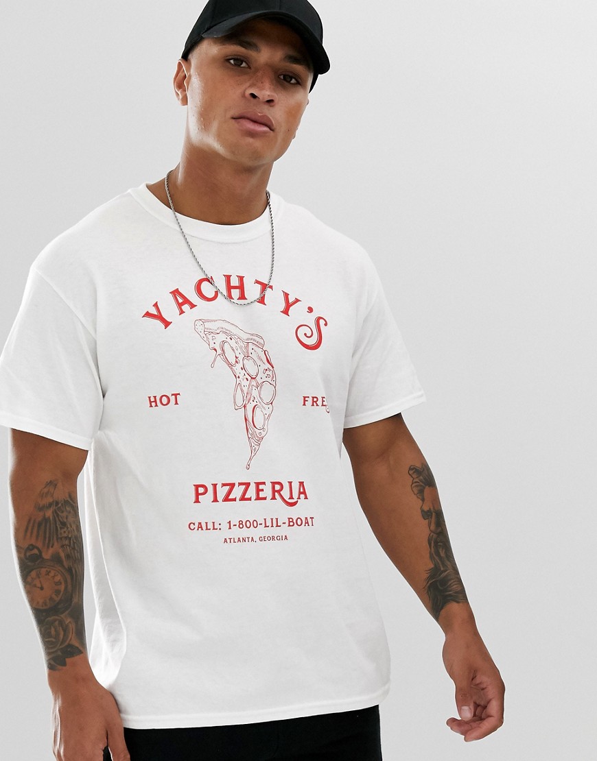 New Look t-shirt with pizza print in white