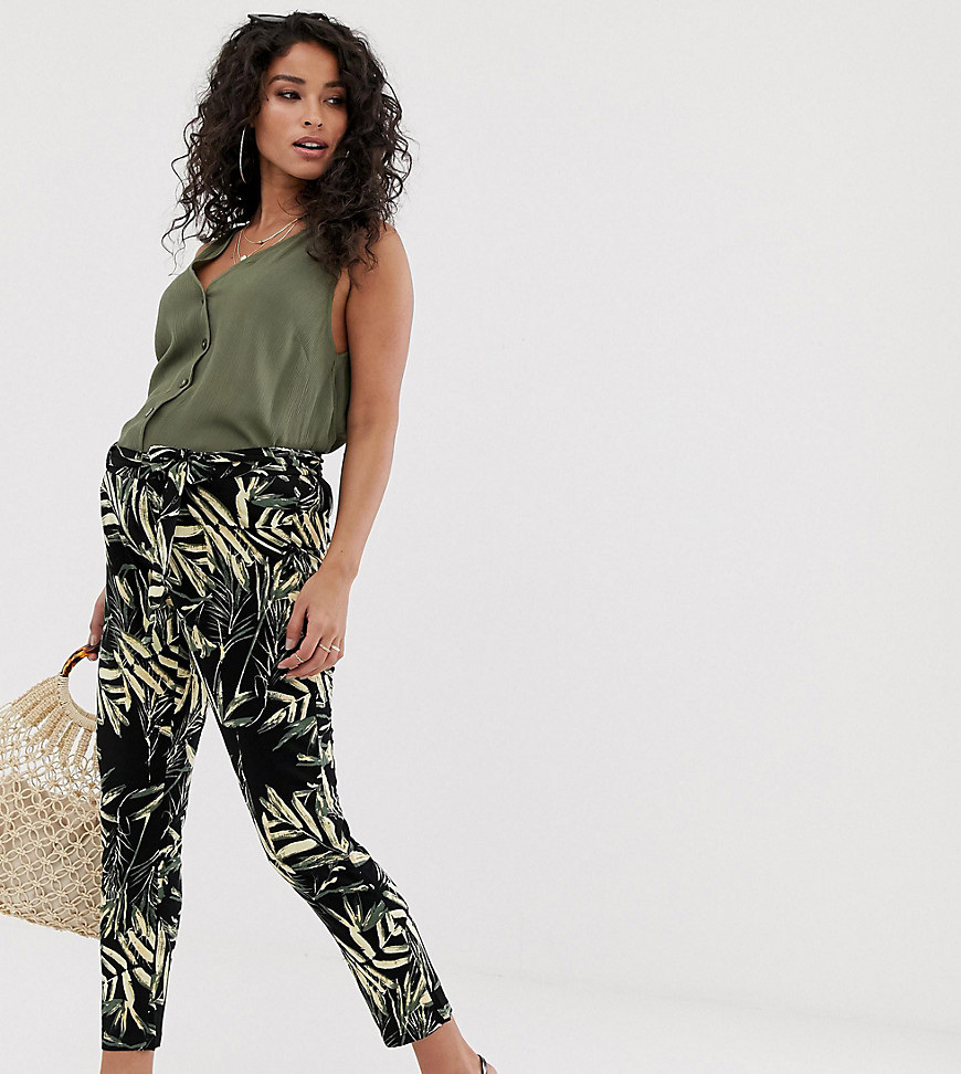 ASOS DESIGN  Maternity over the bump tie waist peg trouser in tropical palm print