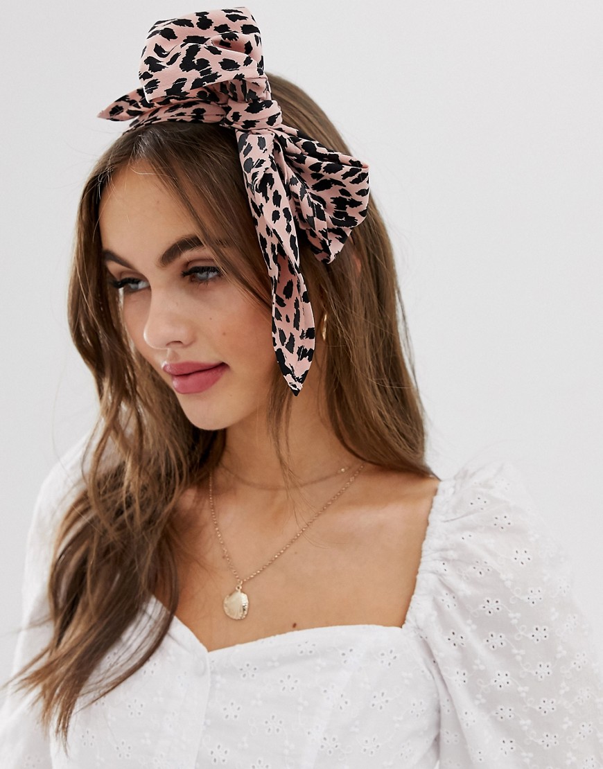 ASOS DESIGN headscarf in mini leopard print