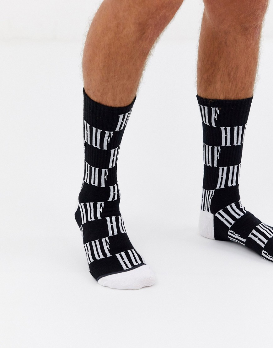 HUF Big Checkered sock in black