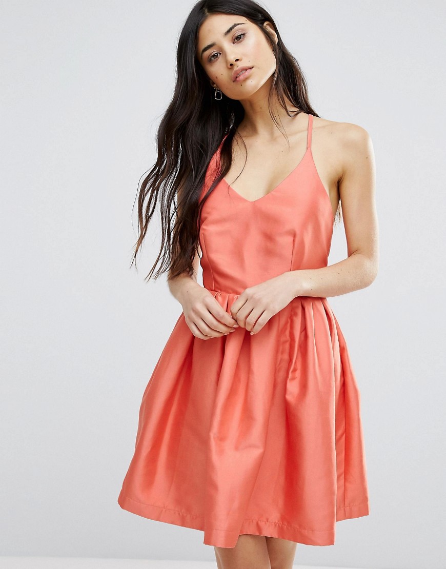 Girls On Film Fit And Flare Prom Dress - Coral