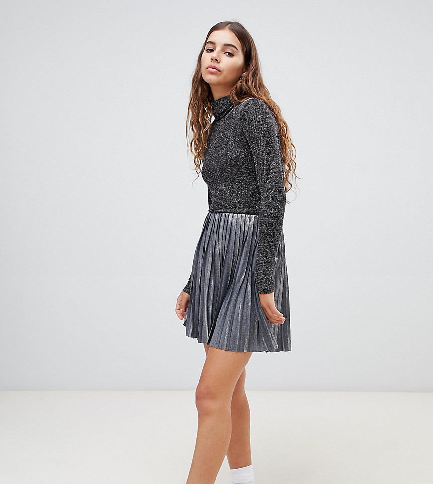 weekday silver pleated mini skirt