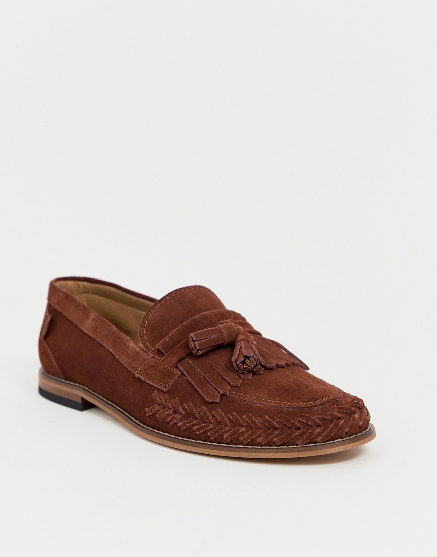 H by Hudson Alloa woven loafers in rust suede