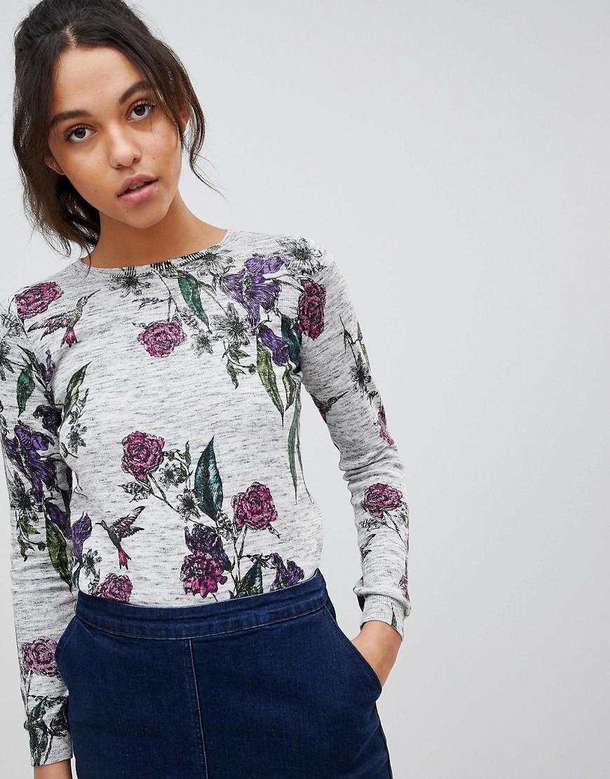 Oasis Floral Knitted Jumper - Navy