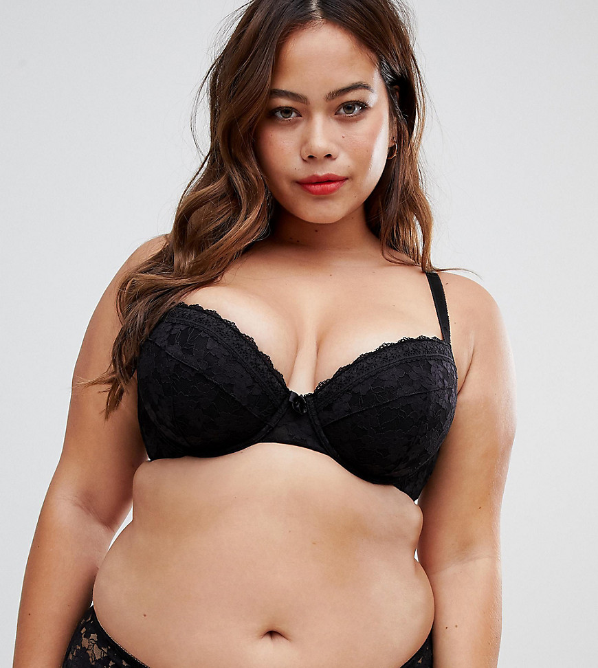 New Look Curve essentials lace padded bra in black