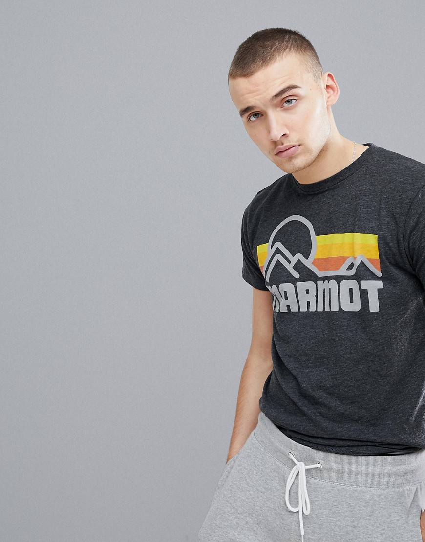 Marmot Coastal T-Shirt With Vintage Mountain Chest Logo in Charcoal - Dark charc heather