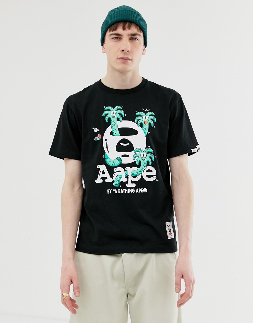 AAPE By A Bathing Ape X Steven Harrington Palm Print T-Shirt in Black