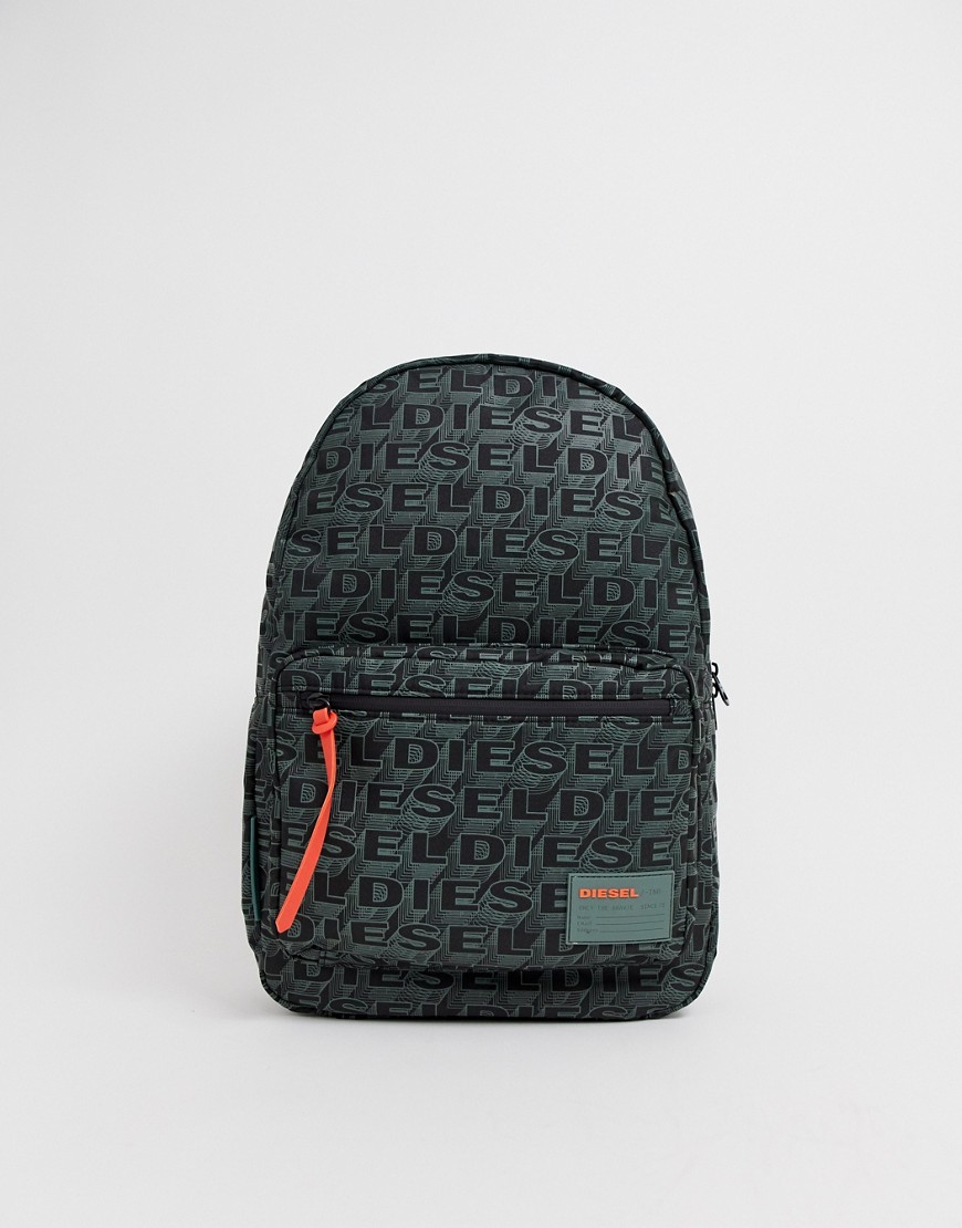 Diesel all over logo backpack in black