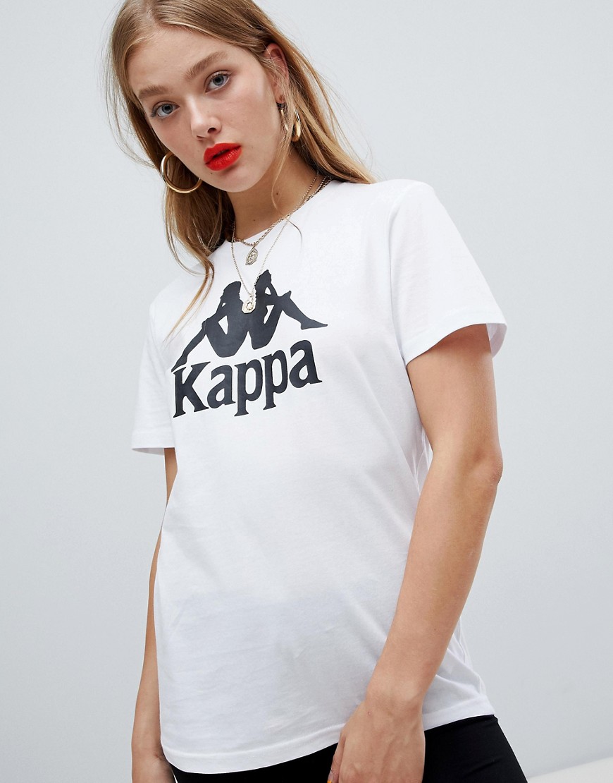 Kappa RELAXED T-SHIRT WITH FRONT LOGO - WHITE