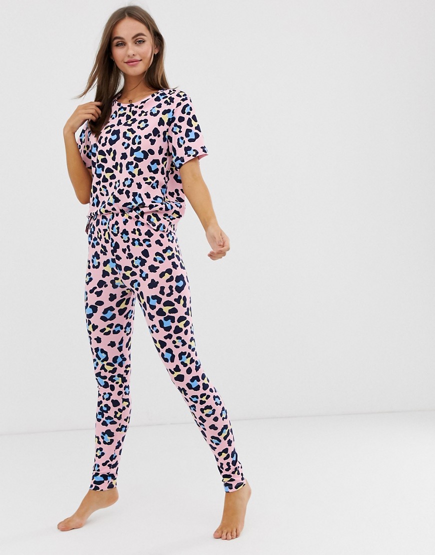 ASOS DESIGN animal print pyjama legging set