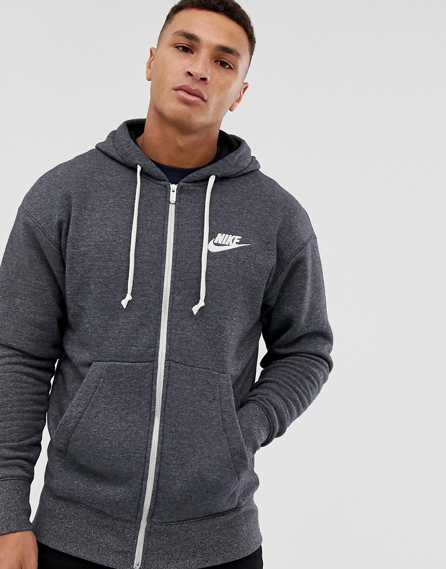 Nike Heritage zip through hoodie in black