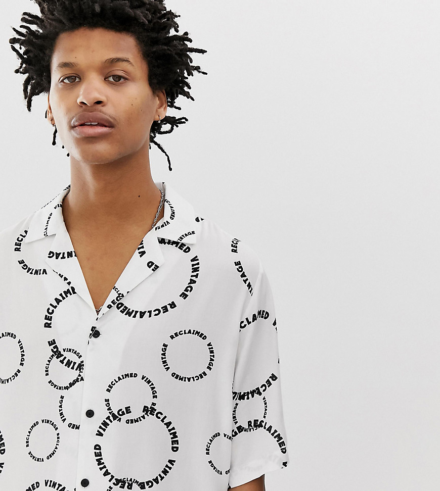 Reclaimed Vintage inspired repeat branded circular print shirt
