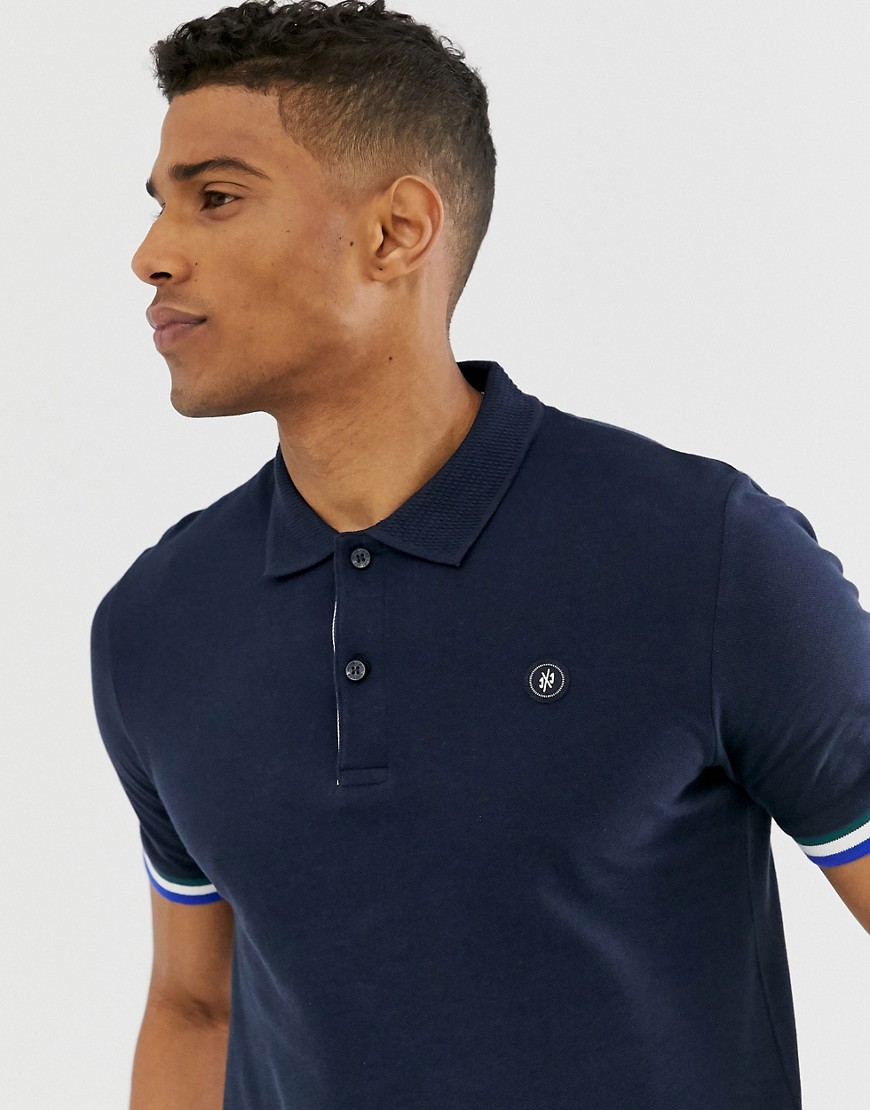 Jack & Jones Originals polo with taping in navy
