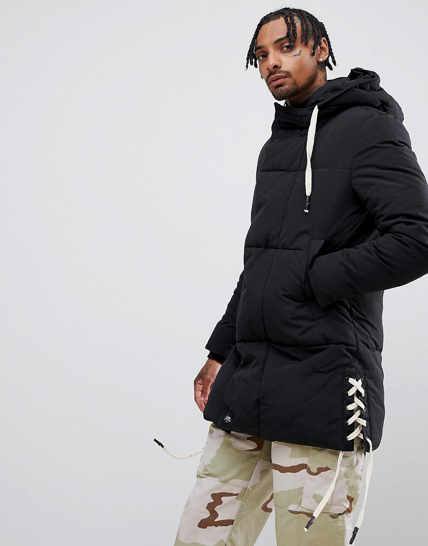 Sixth June puffer jacket with side detail in black
