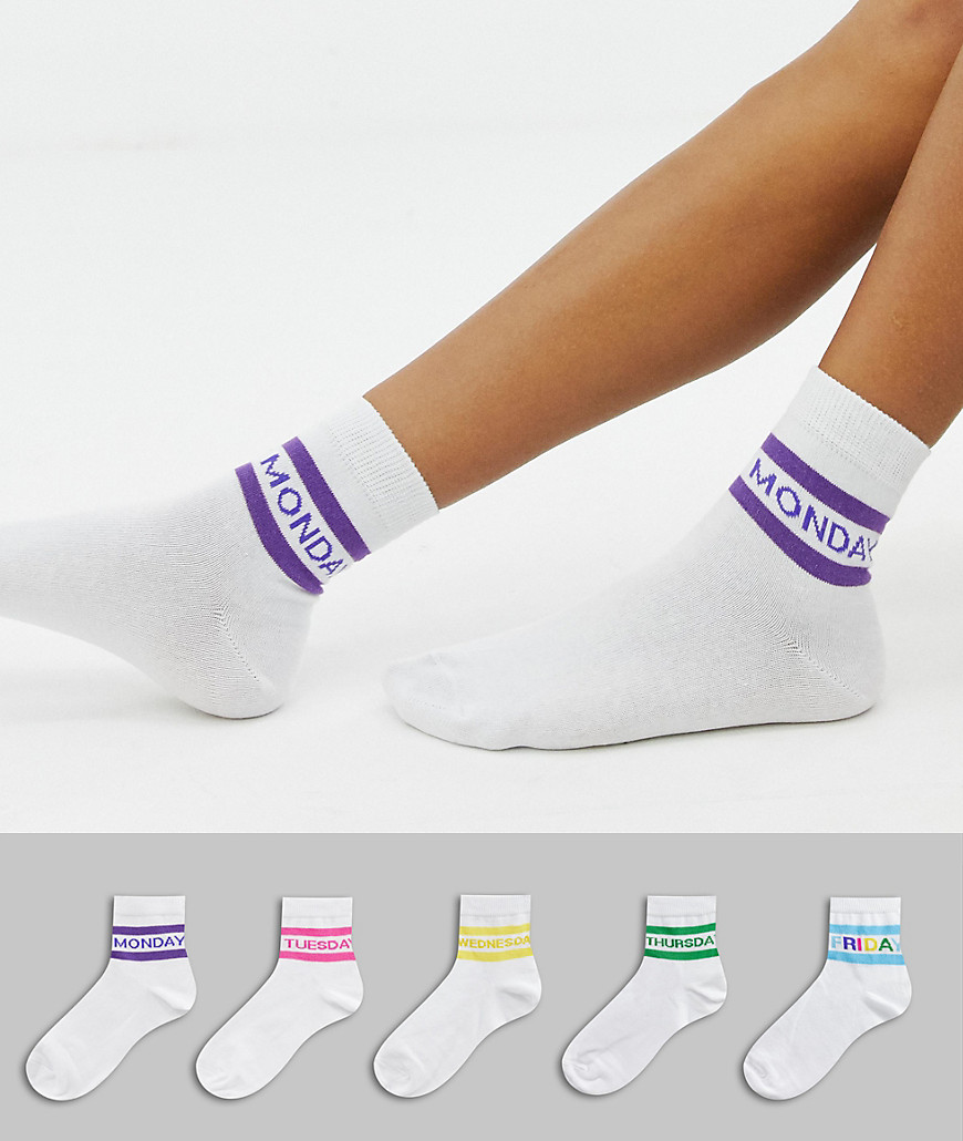 ASOS DESIGN 5 pack weekday socks - White