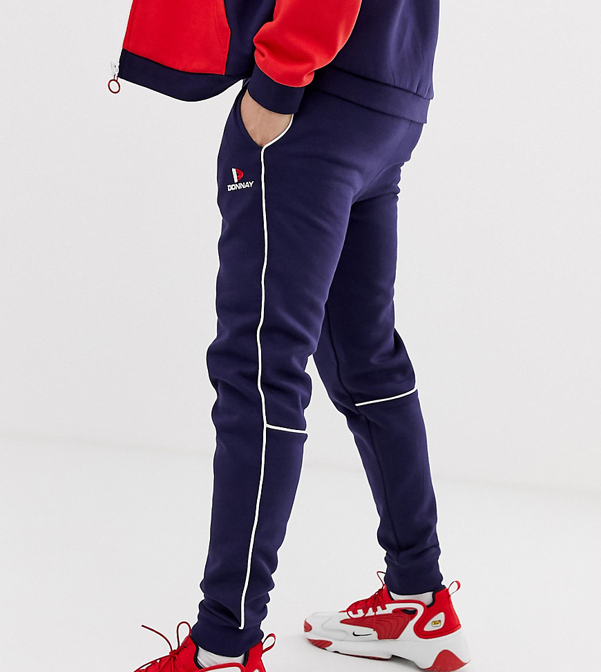 Donnay piped logo jogger in navy