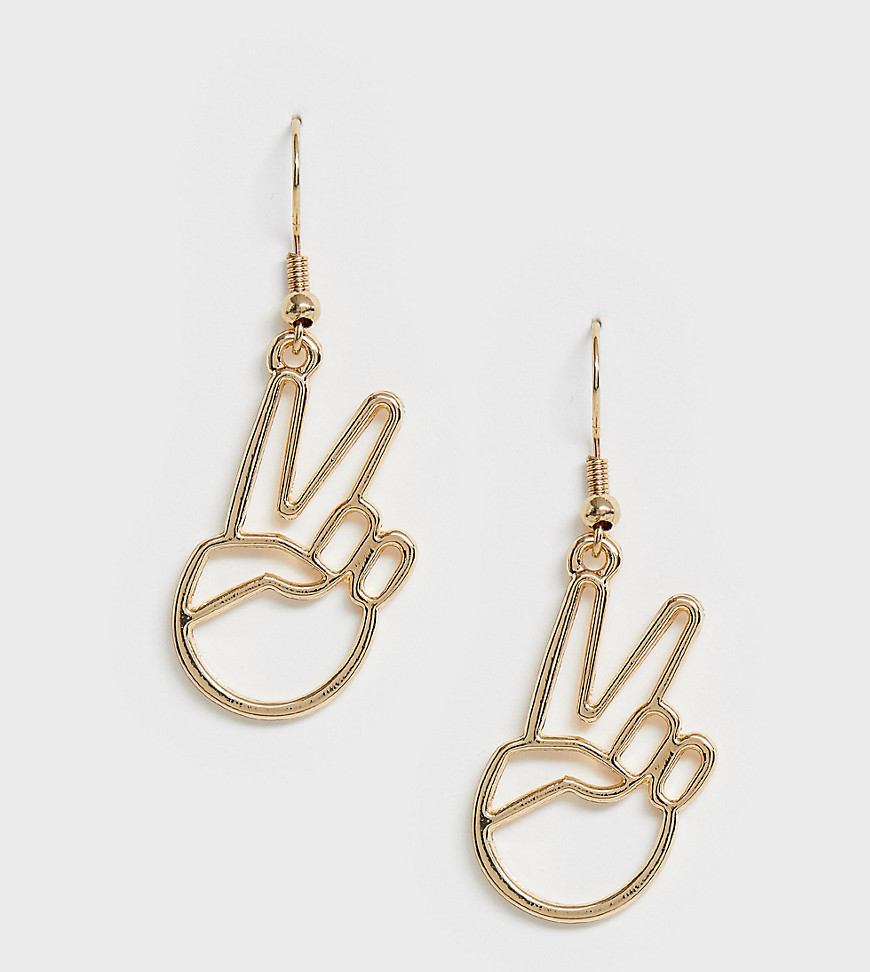 Glamorous Drop Earrings With Cut Out Peace Sign Charm-gold